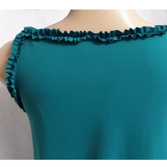 "WHITE HOUSE BLACK MARKET" HUNTER GREEN RUFFLE CASUAL BLOUSON DRESS SIZE: M NWT - Picture 3 of 3